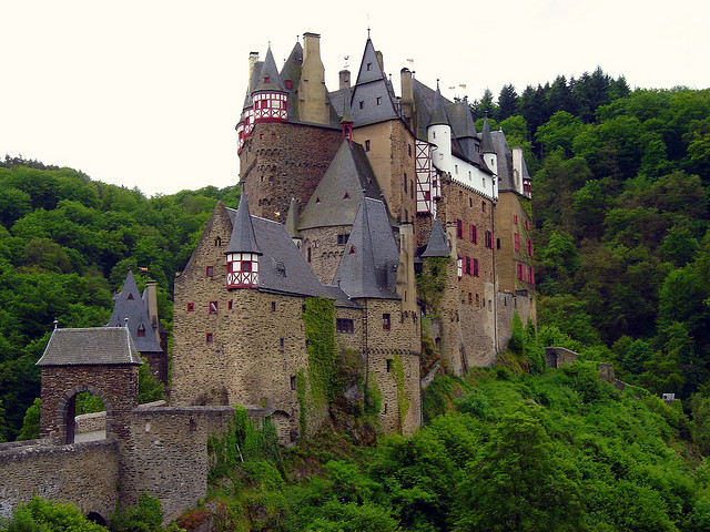 Burg Eltz is a medieval castle nestled in the hills above the Moselle River between Koblenz and Trier, Germany.