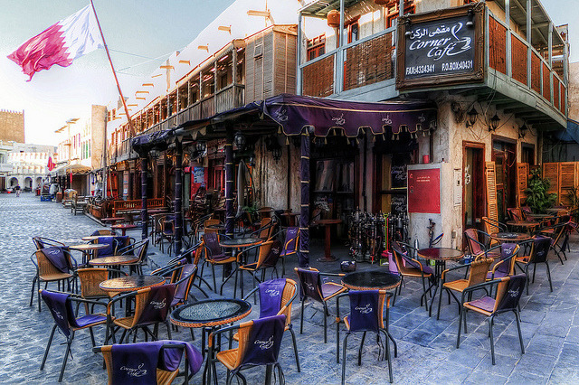 by dennisasalas on Flickr.Corner Cafe in Souq Waqif market, Doha, Qatar.