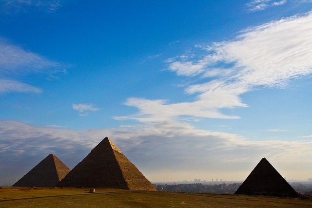 by fabriziogiordano23 on Flickr.The sky over the History, Giza Pyramids, Cairo, Egypt.
