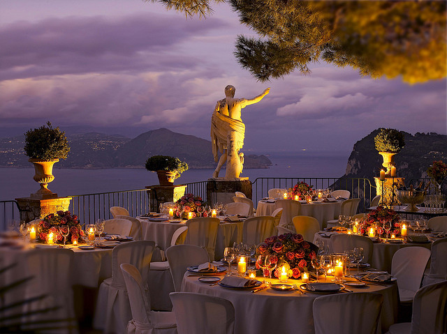 Al fresco dining at Hotel Caesar Augustus, Capri Island, Italy