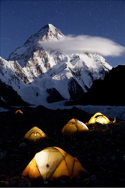 K2 Base Camp in the night, Karakorum Mountains, Pakistan
