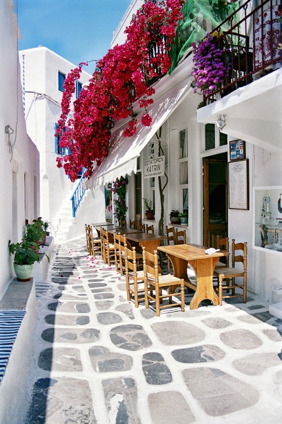 Sidewalk Cafe, Mykonos, Greece