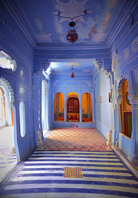Beautiful colours and architecture inside Mehrangarh Fort in Jodhpur, India