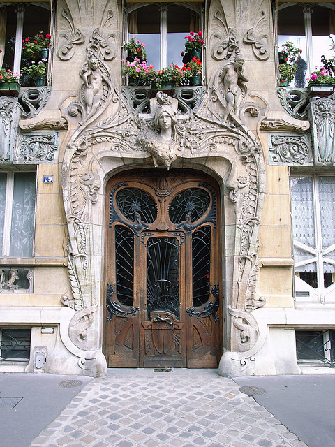 Art-Novueau doorway on Avenue Rapp, Paris, France