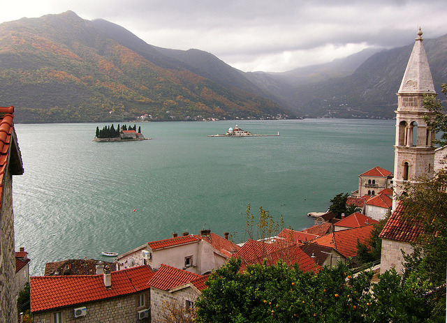 The Bay of Kotor seen from Perast in south-western Montenegro