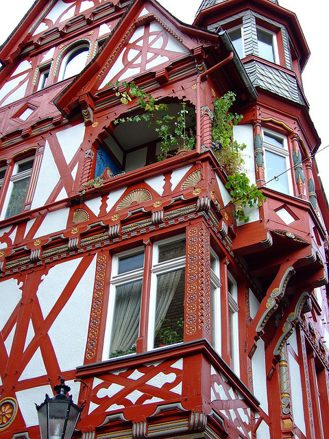 Beautiful red timber house in Marburg, Germany
