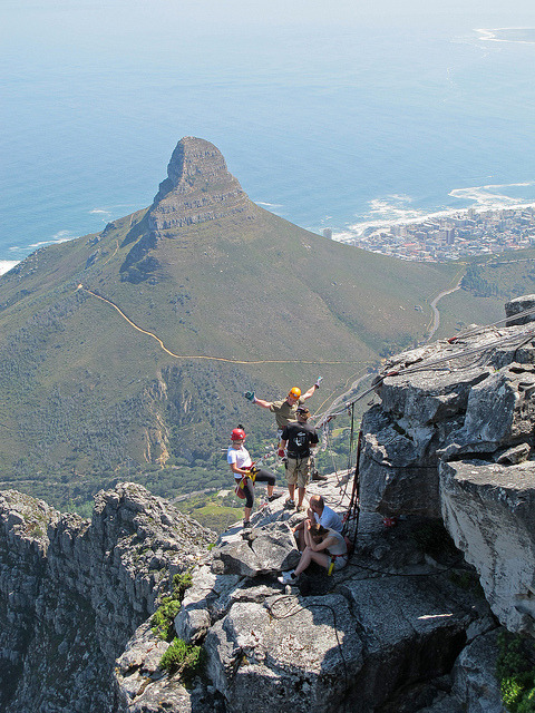 Absailing off Table Mountain, Cape Town, South Africa