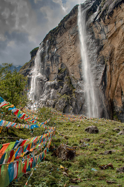 Meili Mountain sacred buddhist waterfall in Yunnan, China