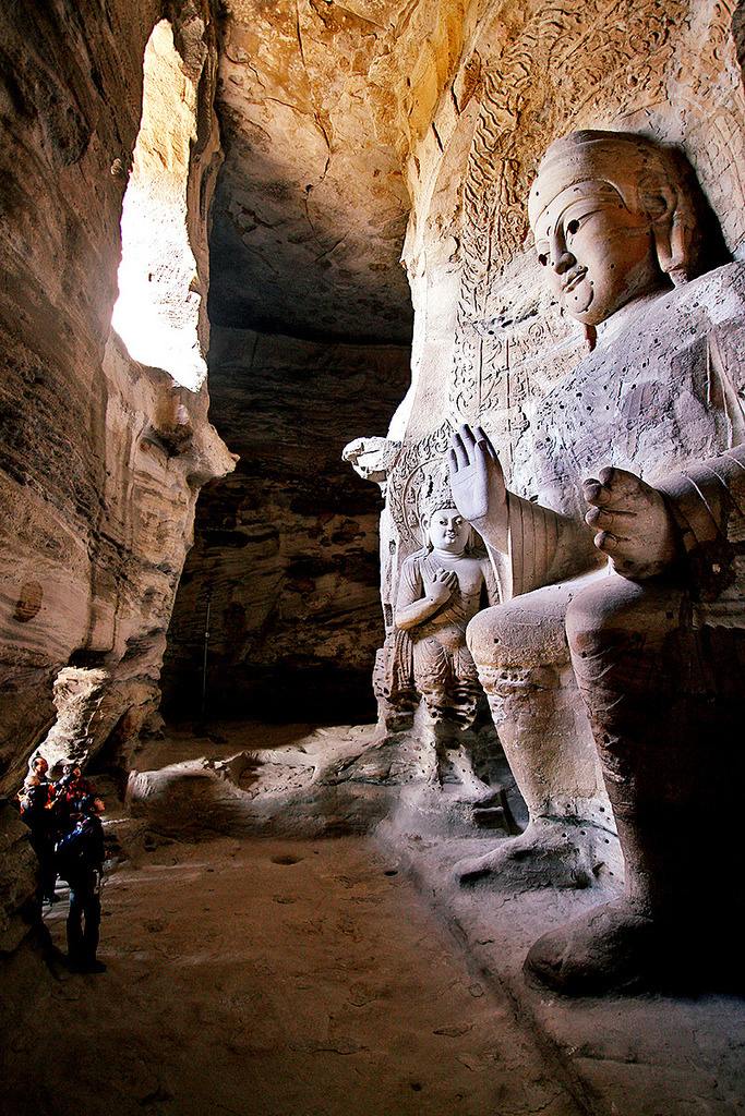Giant Buddha statue inside the Yungang Caves, China