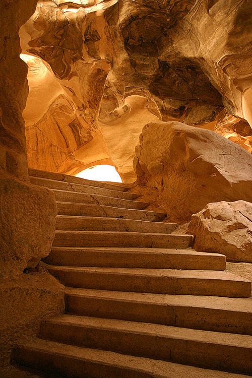 Stairway inside the caves of Beit Guvrin National Park, Israel
