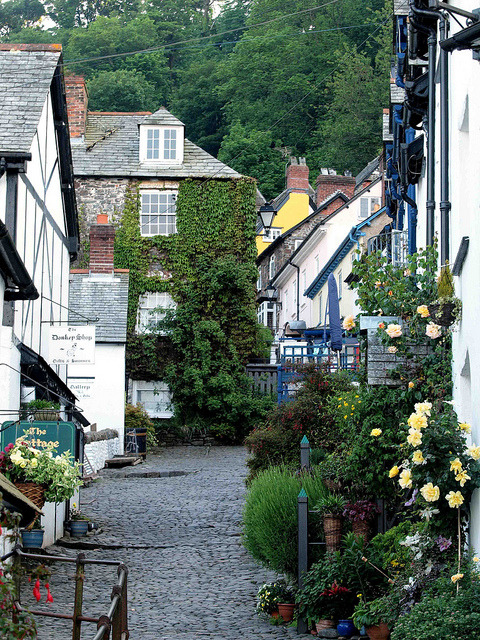 Charming cobbled streets of Clovelly in Devon, England