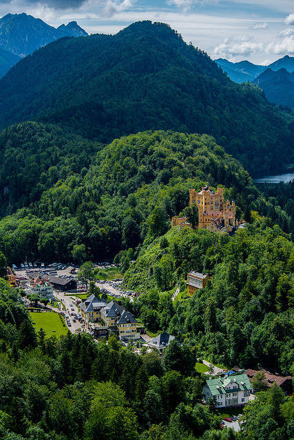 Hohenschwangau Castle and village in Bavaria, Germany