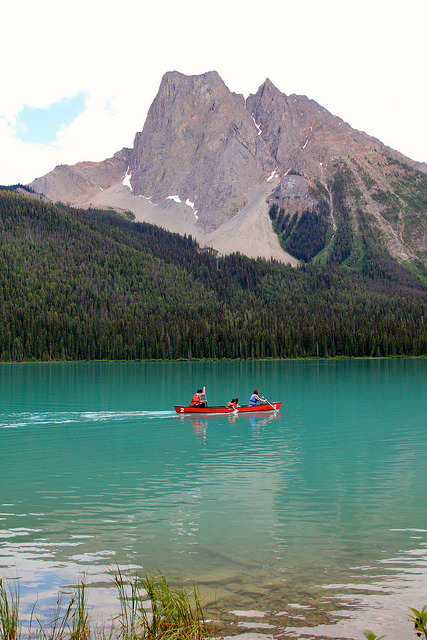 Canoeing on Emerald Lake, Yoho National Park / Canada